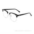 Half-Rim Men Fashion Cool Vintage Retro Metal Acetate Optical Eyewear Frames